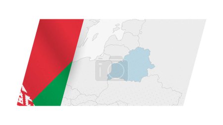 Weißrussland Karte im modernen Stil mit der Flagge von Weißrussland auf der linken Seite.