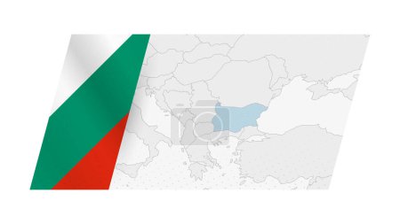 Téléchargez les illustrations : Carte de la Bulgarie dans un style moderne avec le drapeau de la Bulgarie sur le côté gauche. - en licence libre de droit