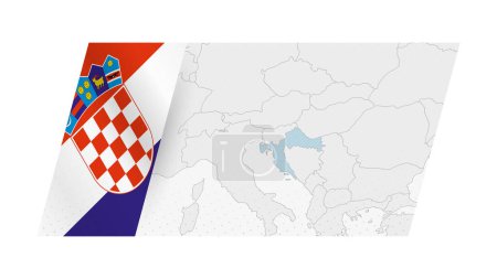 Croatia map in modern style with flag of Croatia on left side.