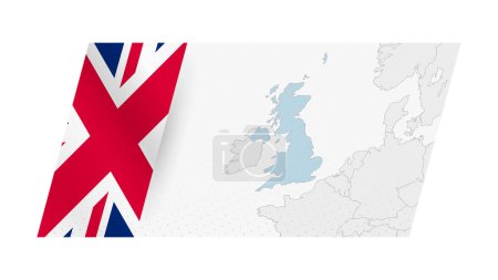 Illustration for United Kingdom map in modern style with flag of United Kingdom on left side. - Royalty Free Image