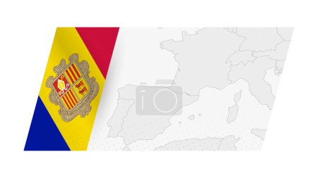 Illustration for Andorra map in modern style with flag of Andorra on left side. - Royalty Free Image