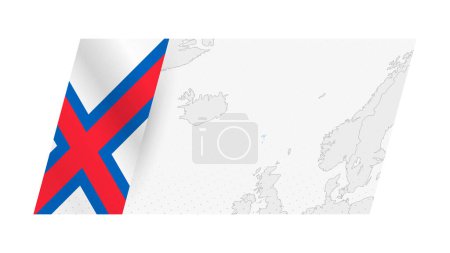 Illustration for Faroe Islands map in modern style with flag of Faroe Islands on left side. - Royalty Free Image
