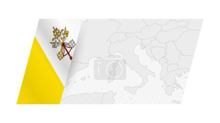 Vatican City map in modern style with flag of Vatican City on left side.