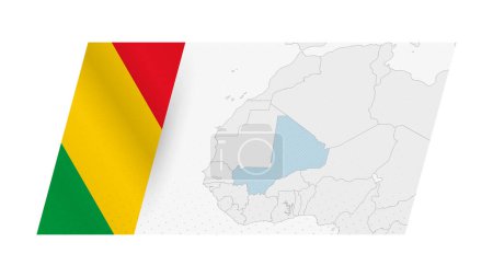 Mali-Karte im modernen Stil mit Flagge von Mali auf der linken Seite.