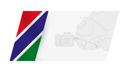 Gambia Karte im modernen Stil mit der Flagge von Gambia auf der linken Seite.