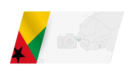 Karte von Guinea-Bissau im modernen Stil mit Flagge von Guinea-Bissau auf der linken Seite.