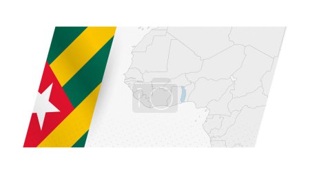 Togo Karte im modernen Stil mit der Flagge von Togo auf der linken Seite.