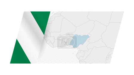 Nigeria-Karte im modernen Stil mit der Flagge Nigerias auf der linken Seite.