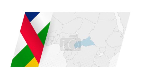 Mapa de República Centroafricana en estilo moderno con la bandera de República Centroafricana en el lado izquierdo.