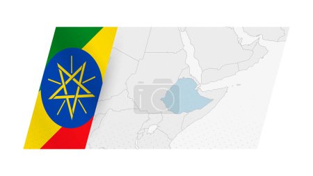 Illustration for Ethiopia map in modern style with flag of Ethiopia on left side. - Royalty Free Image