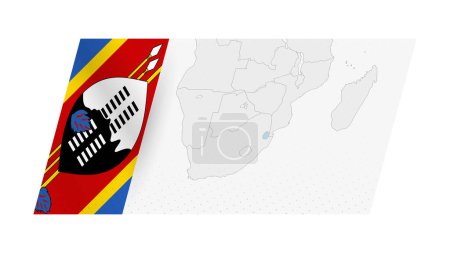 Karte von Swasiland im modernen Stil mit Flagge von Swasiland auf der linken Seite.