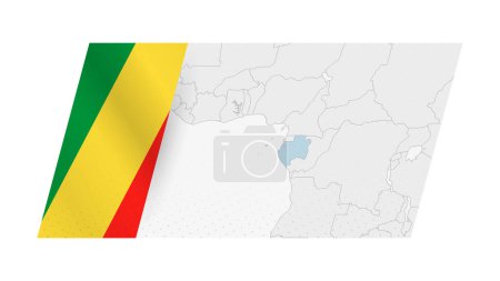 Kongokarte im modernen Stil mit Flagge des Kongo auf der linken Seite.