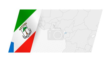 Guinea Ecuatorial mapa de estilo moderno con la bandera de Guinea Ecuatorial en el lado izquierdo.