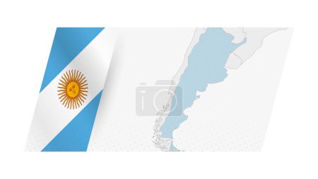 Argentina map in modern style with flag of Argentina on left side.