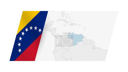 Illustration for Venezuela map in modern style with flag of Venezuela on left side. - Royalty Free Image