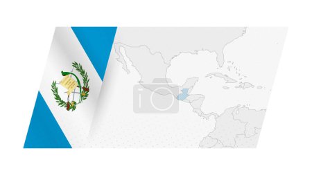 Ilustración de Guatemala mapa en estilo moderno con la bandera de Guatemala en el lado izquierdo. - Imagen libre de derechos