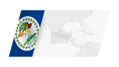 Belize map in modern style with flag of Belize on left side.