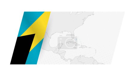 The Bahamas map in modern style with flag of The Bahamas on left side.