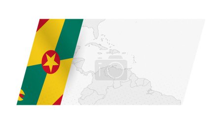 Grenada Karte im modernen Stil mit der Flagge von Grenada auf der linken Seite.