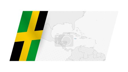 Jamaica map in modern style with flag of Jamaica on left side.
