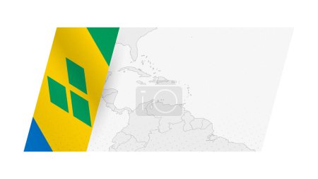 Karte von Saint Vincent und den Grenadinen im modernen Stil mit Flagge von Saint Vincent und den Grenadinen auf der linken Seite.