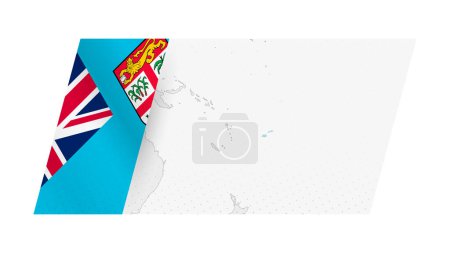 Mapa de Fiji en estilo moderno con la bandera de Fiji en el lado izquierdo.