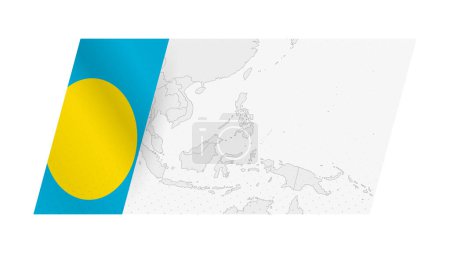 Mapa de Palau en estilo moderno con la bandera de Palau en el lado izquierdo.