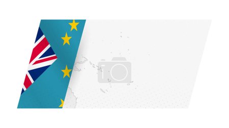 Illustration for Tuvalu map in modern style with flag of Tuvalu on left side. - Royalty Free Image