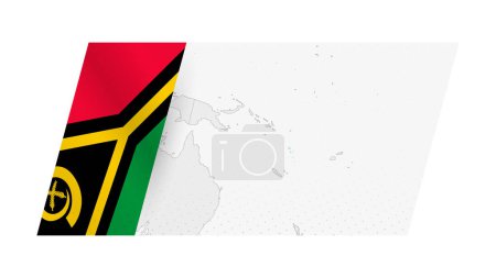 Vanuatu Karte im modernen Stil mit der Flagge von Vanuatu auf der linken Seite.