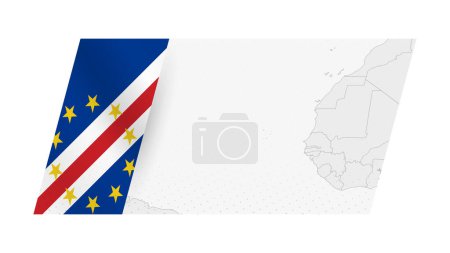 Illustration for Cape Verde map in modern style with flag of Cape Verde on left side. - Royalty Free Image
