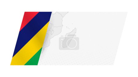 Ilustración de Mapa de Mauricio en estilo moderno con la bandera de Mauricio en el lado izquierdo. - Imagen libre de derechos