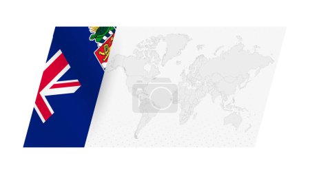 Weltkarte im modernen Stil mit Flagge der Kaimaninseln auf der linken Seite.