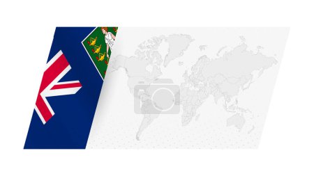 Weltkarte im modernen Stil mit Flagge der Britischen Jungferninseln auf der linken Seite.