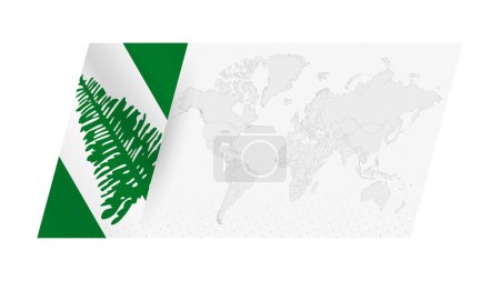 World map in modern style with flag of Norfolk Island on left side.