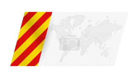 World map in modern style with flag of Catalonia on left side.
