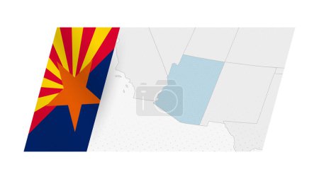 Arizona map in modern style with flag of Arizona on left side.