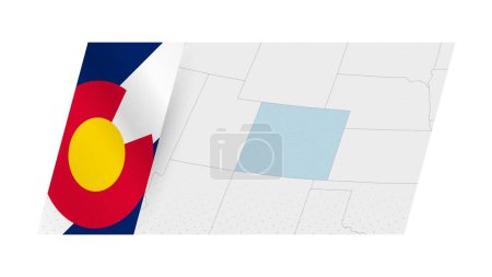 Colorado map in modern style with flag of Colorado on left side.