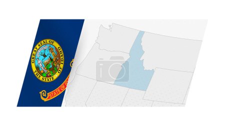 Idaho mapa en estilo moderno con la bandera de Idaho en el lado izquierdo.