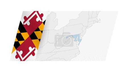 Maryland map in modern style with flag of Maryland on left side.