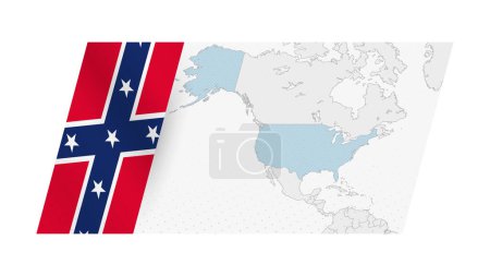 USA map in modern style with flag of Confederate on left side.
