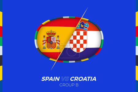 Spanien gegen Kroatien Fußballspiel-Ikone für die EM 2024, gegen Ikone in der Gruppenphase.