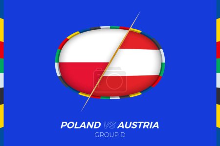 Polonia vs Austria icono del partido de fútbol para el Torneo Europeo de fútbol 2024, frente al icono en la fase de grupos.