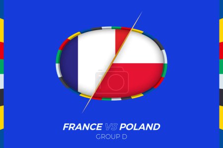France vs Poland football match icon for European football Tournament 2024, versus icon on group stage.