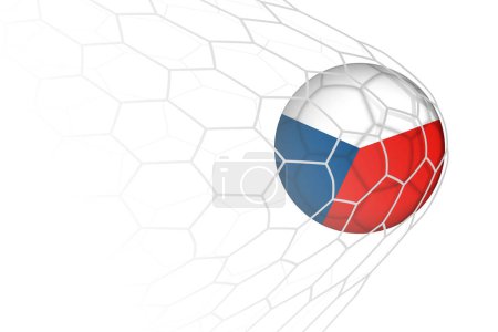 Czech Republic flag soccer ball in net.