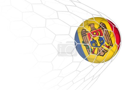 Moldavia bandera pelota de fútbol en red.