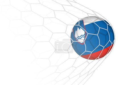 Téléchargez les illustrations : Slovénie drapeau ballon de football dans le filet. - en licence libre de droit