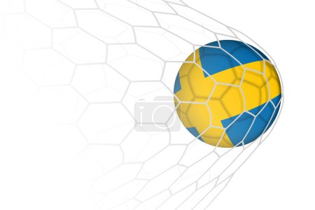 Sweden flag soccer ball in net.