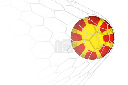 North Macedonia flag soccer ball in net.