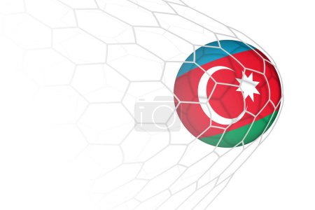 Illustration for Azerbaijan flag soccer ball in net. - Royalty Free Image