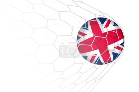 Illustration for United Kingdom flag soccer ball in net. - Royalty Free Image